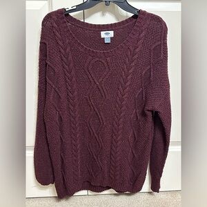 Old Navy Purple Crew Neck Sweater with Cable Knit Design
